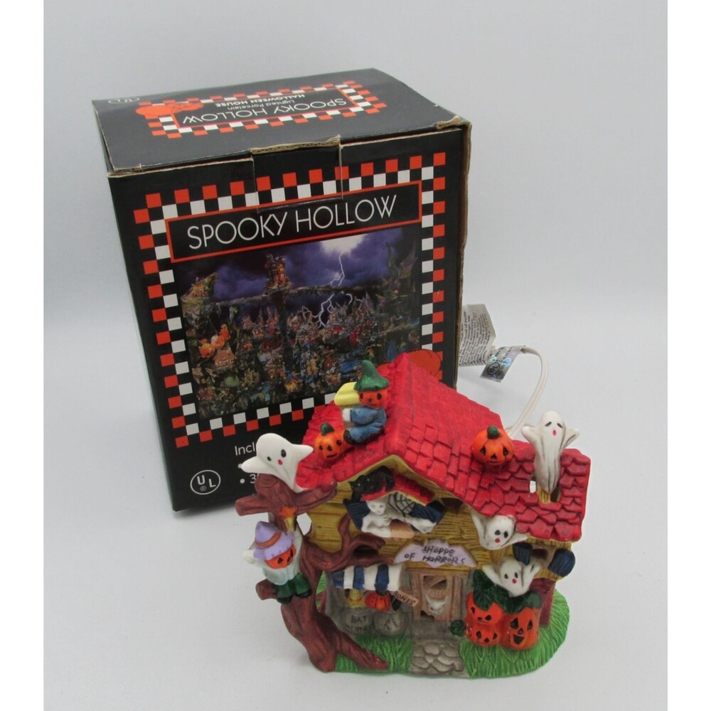 Spooky Hollow Lighted Halloween House SHOPPE OF HORRORS 1997 Works